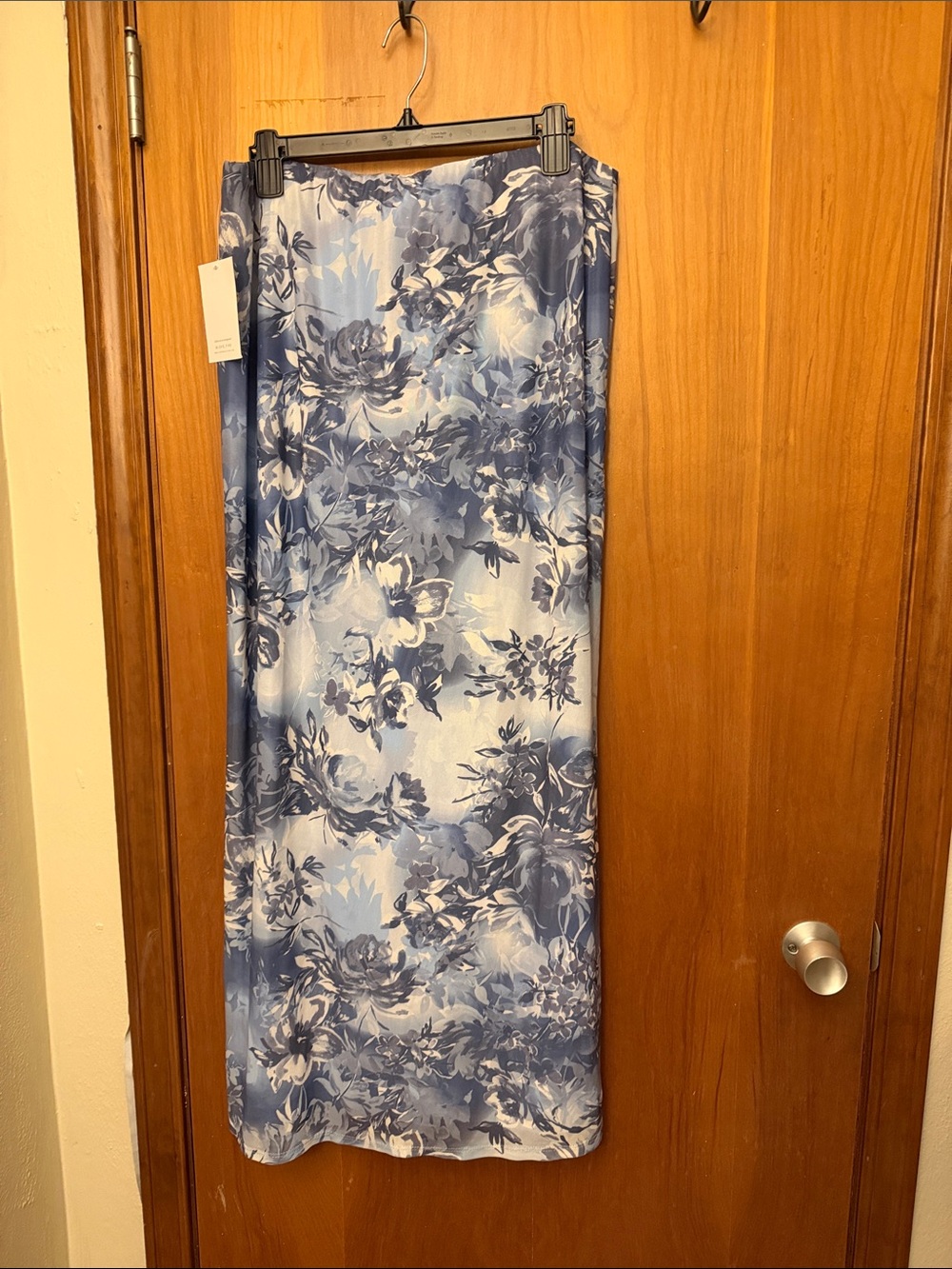 love, Fire Blue Floral Maxi Skirt